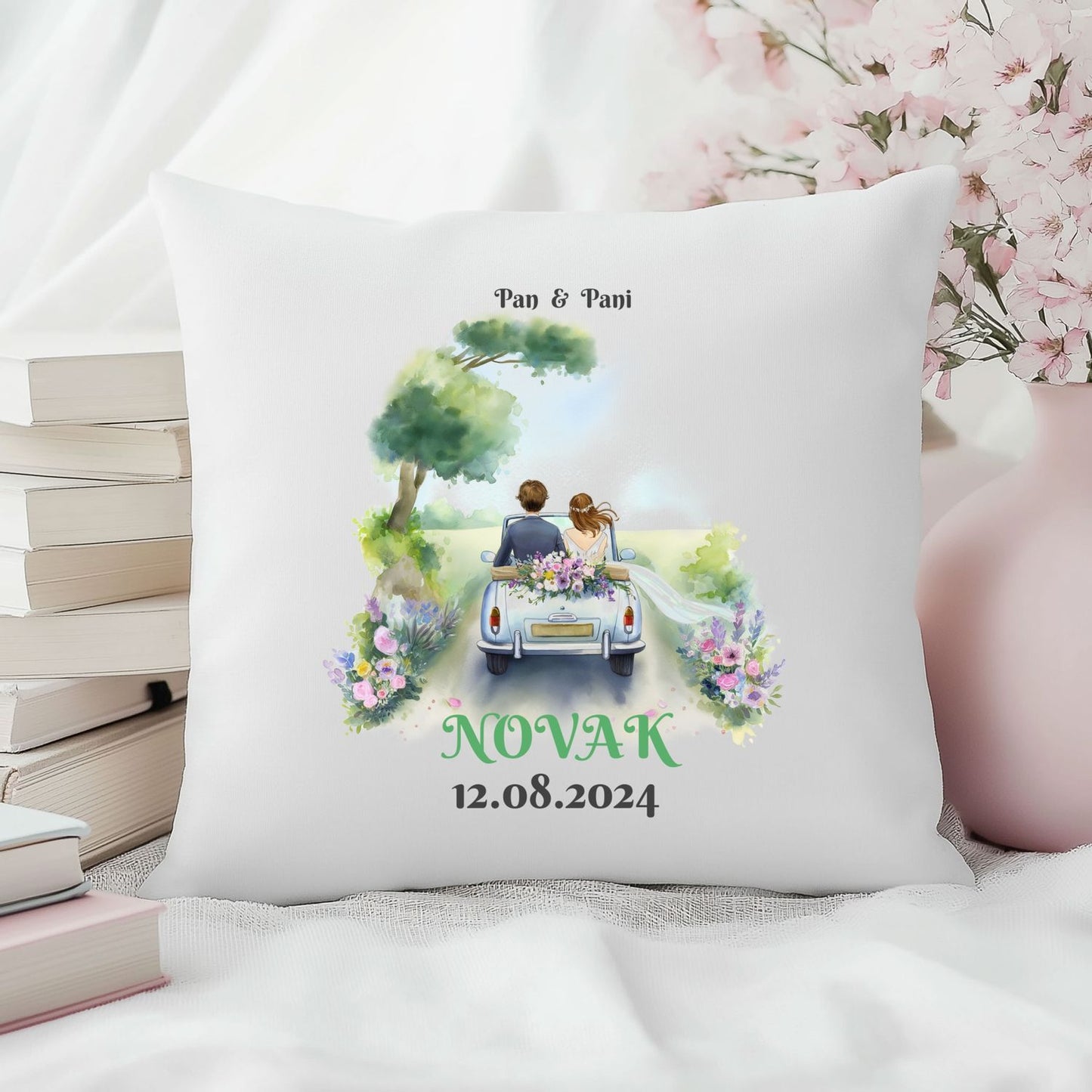 Poduszka Ślubna z Imionami i Datą – Personalizowany Prezent Dla Nowożeńców