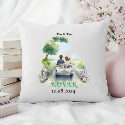 Poduszka Ślubna z Imionami i Datą – Personalizowany Prezent Dla Nowożeńców