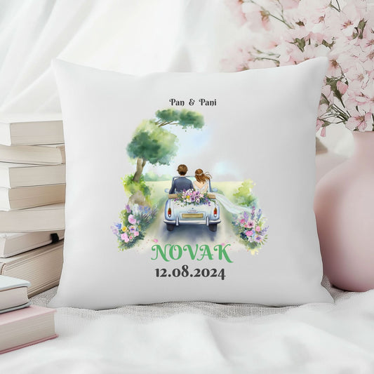 Poduszka Ślubna z Imionami i Datą – Personalizowany Prezent Dla Nowożeńców