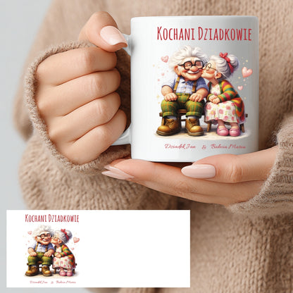 Kubek Kochani Dziadkowie – personalizowany prezent z imionami Babci i Dziadka