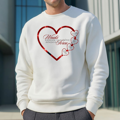 Personalizowany Świąteczny Swetshirt „Wnuki Zajmują Specjalne Miejsce w Sercu” – Prezent Rodzinny z Imionami Wnuków