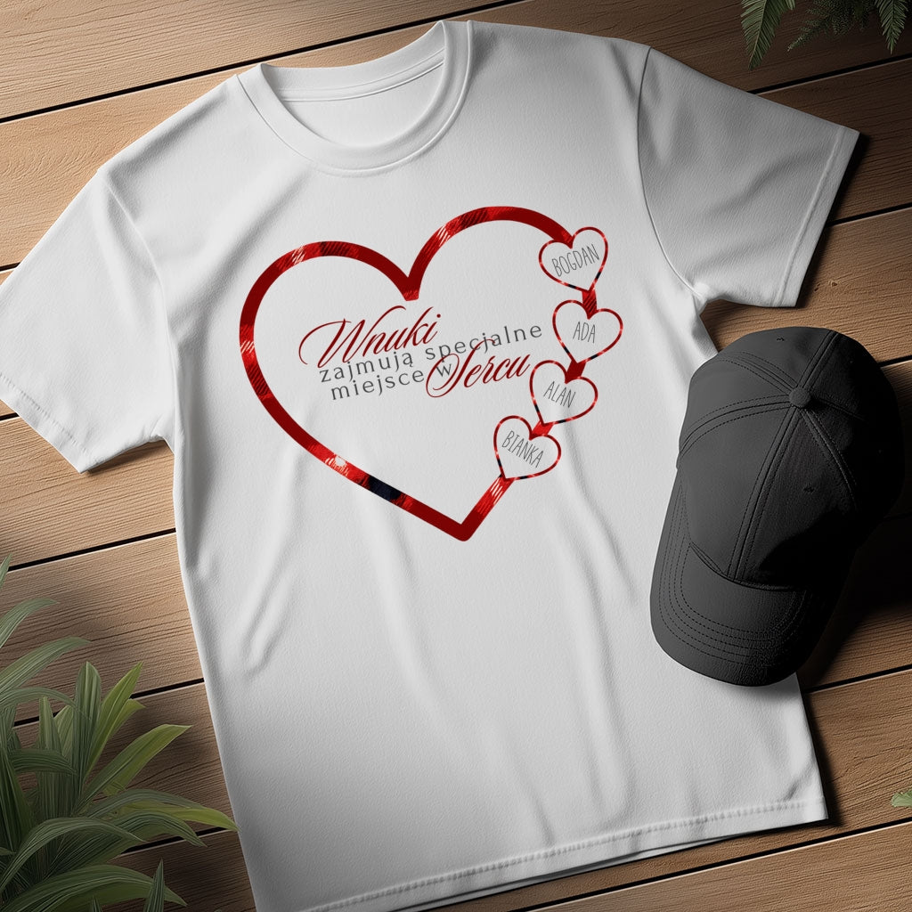 Personalizowany Świąteczny Swetshirt „Wnuki Zajmują Specjalne Miejsce w Sercu” – Prezent Rodzinny z Imionami Wnuków