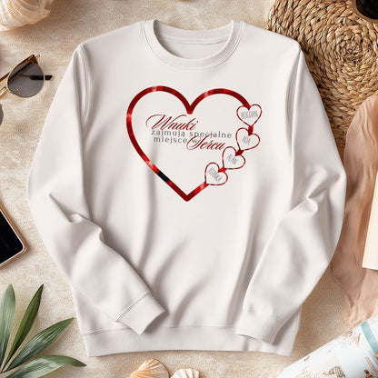 Personalizowany Świąteczny Swetshirt „Wnuki Zajmują Specjalne Miejsce w Sercu” – Prezent Rodzinny z Imionami Wnuków