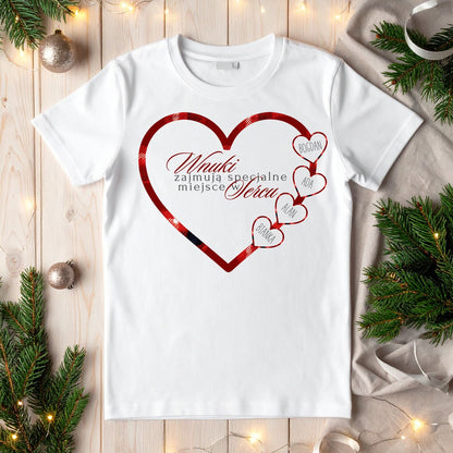 Personalizowany Świąteczny Swetshirt „Wnuki Zajmują Specjalne Miejsce w Sercu” – Prezent Rodzinny z Imionami Wnuków
