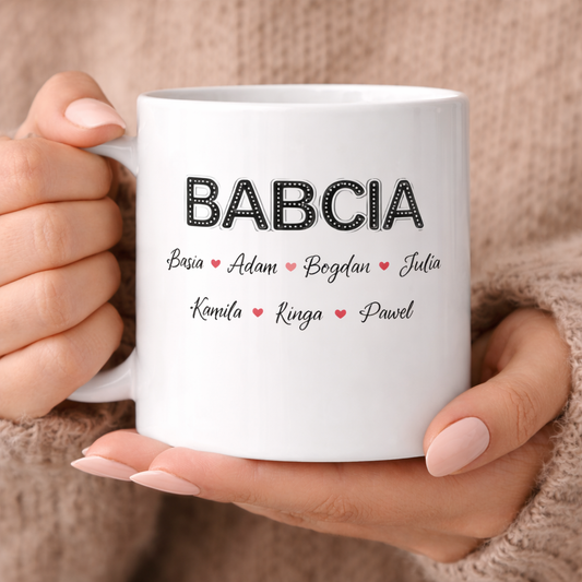 Personalizowany Kubek dla Babci z Imionami, Wyjątkowy Prezent na Dzień Babci, 11 oz