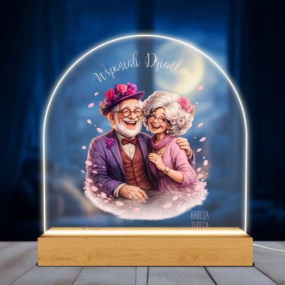 Personalizowana lampka LED na akrylu „Wspaniali Dziadkowie” z imionami, Prezent dla Babci i Dziadka