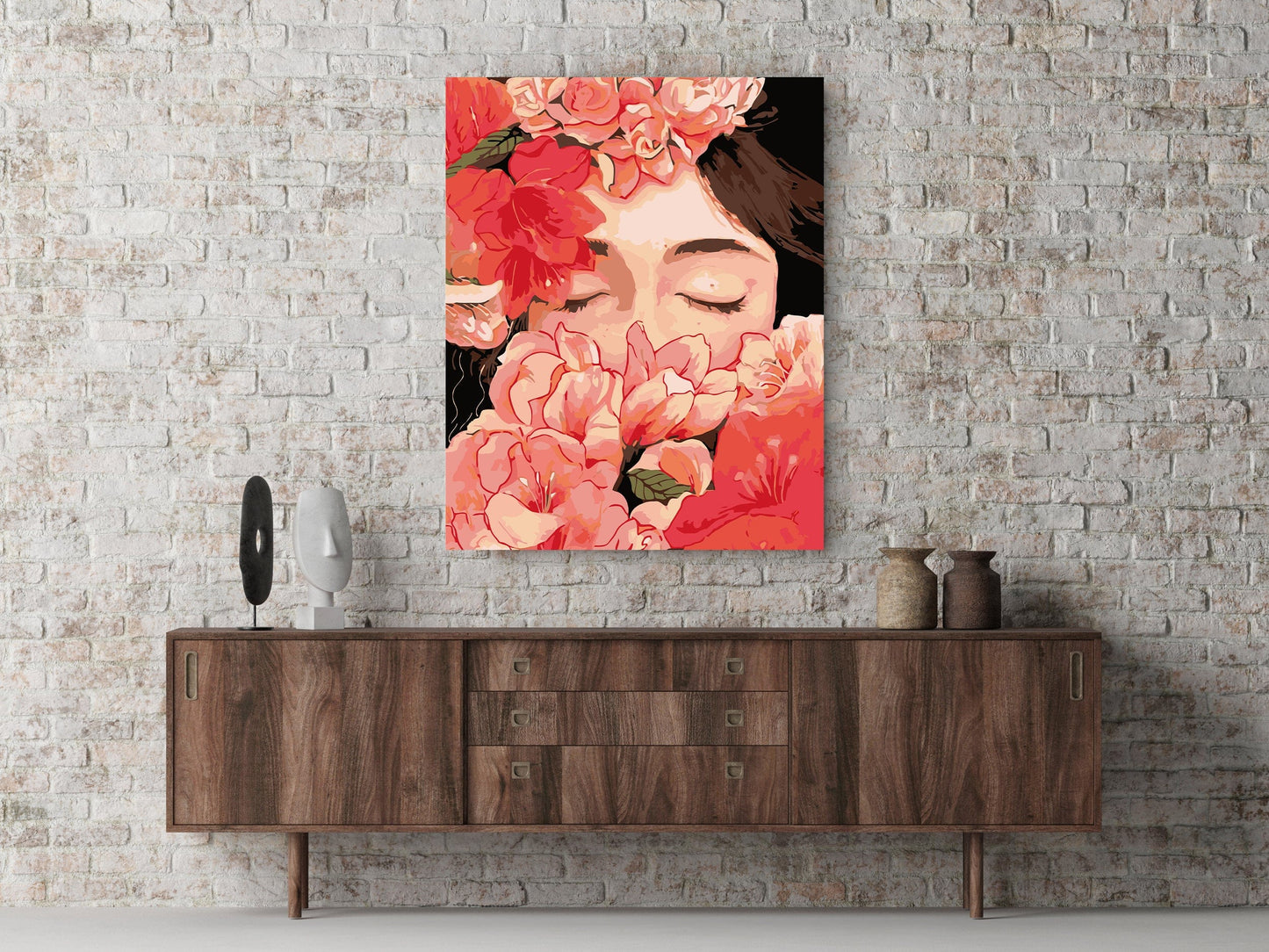 Dziewczyna i czerwone lilie