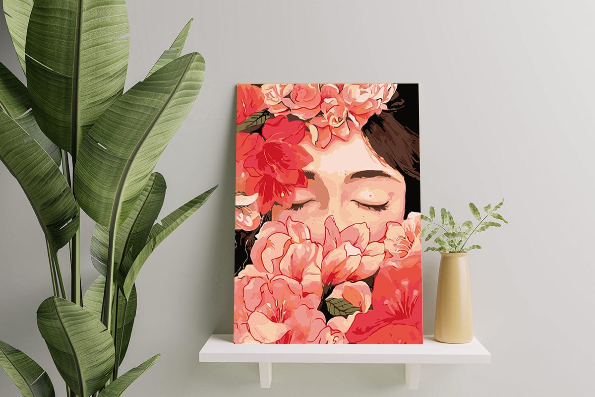 Dziewczyna i czerwone lilie