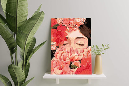 Dziewczyna i czerwone lilie