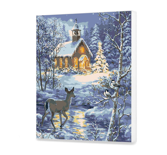 Kościół w zimowym lesie