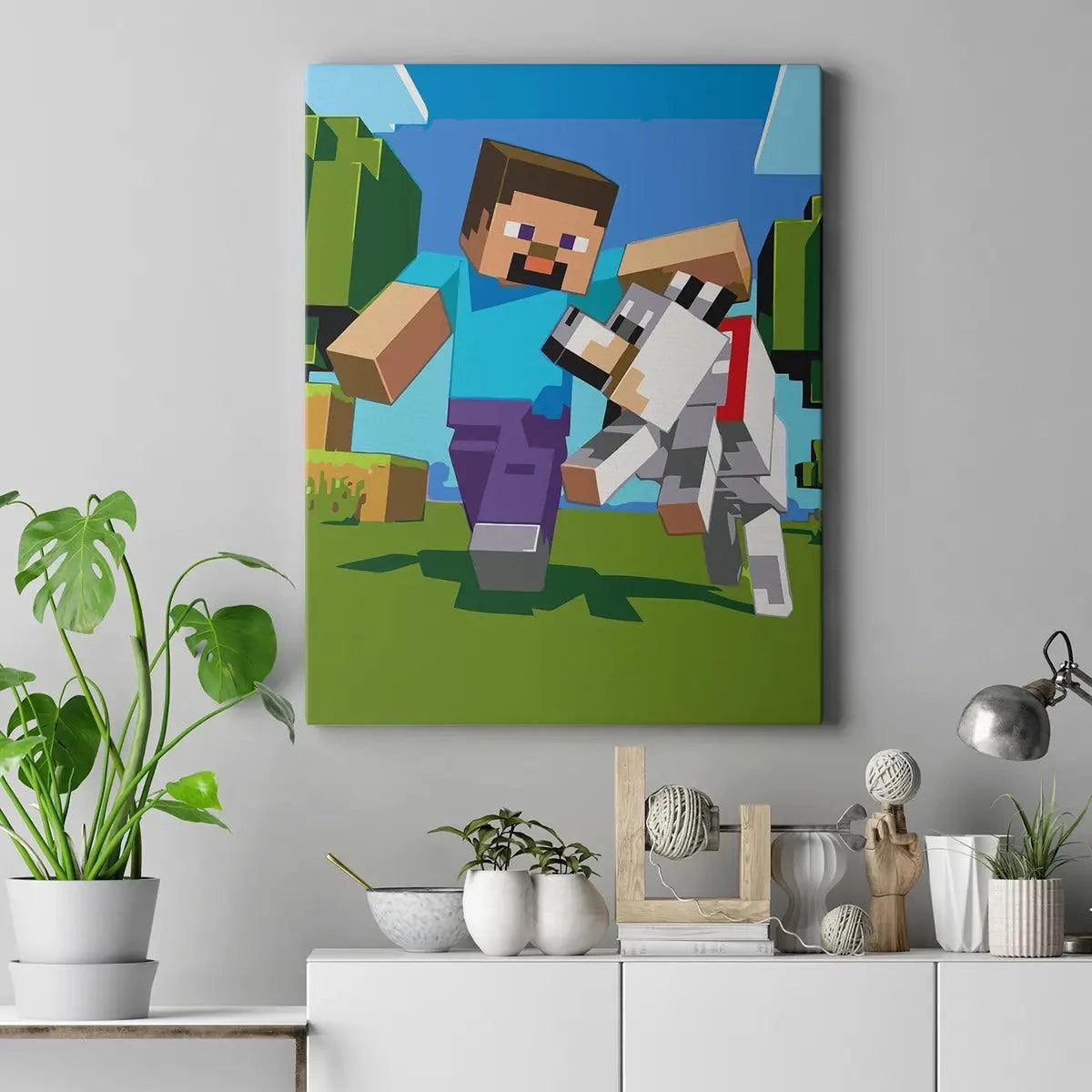 Minecraft spacer z wilkiem