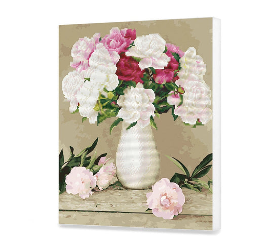 Mozaika+malowanie - Delikatne Piwonie