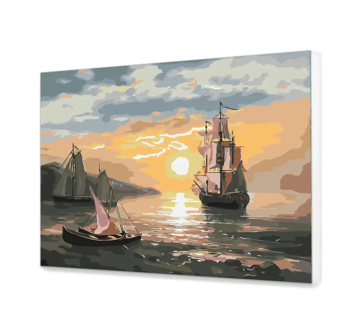 Statki o zachodzie słońca