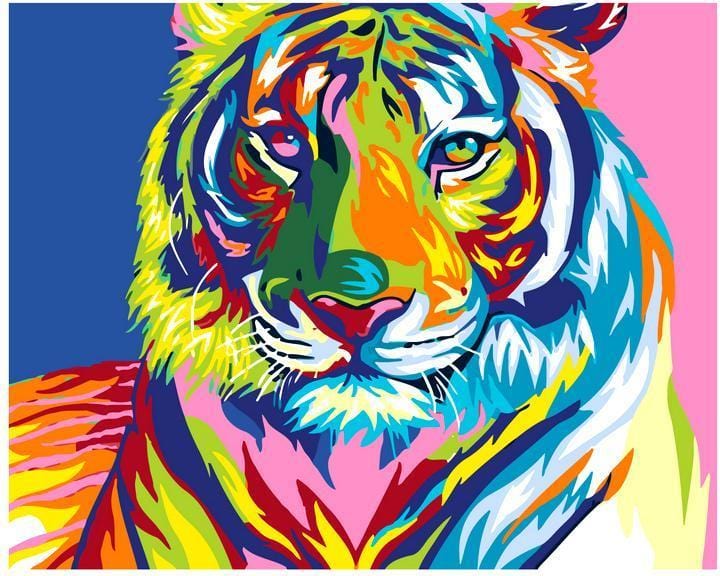 Kolorowy Tygrys - Malowanie po numerach