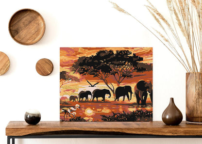 Słonie przy Zachodzie Słońca NK0469