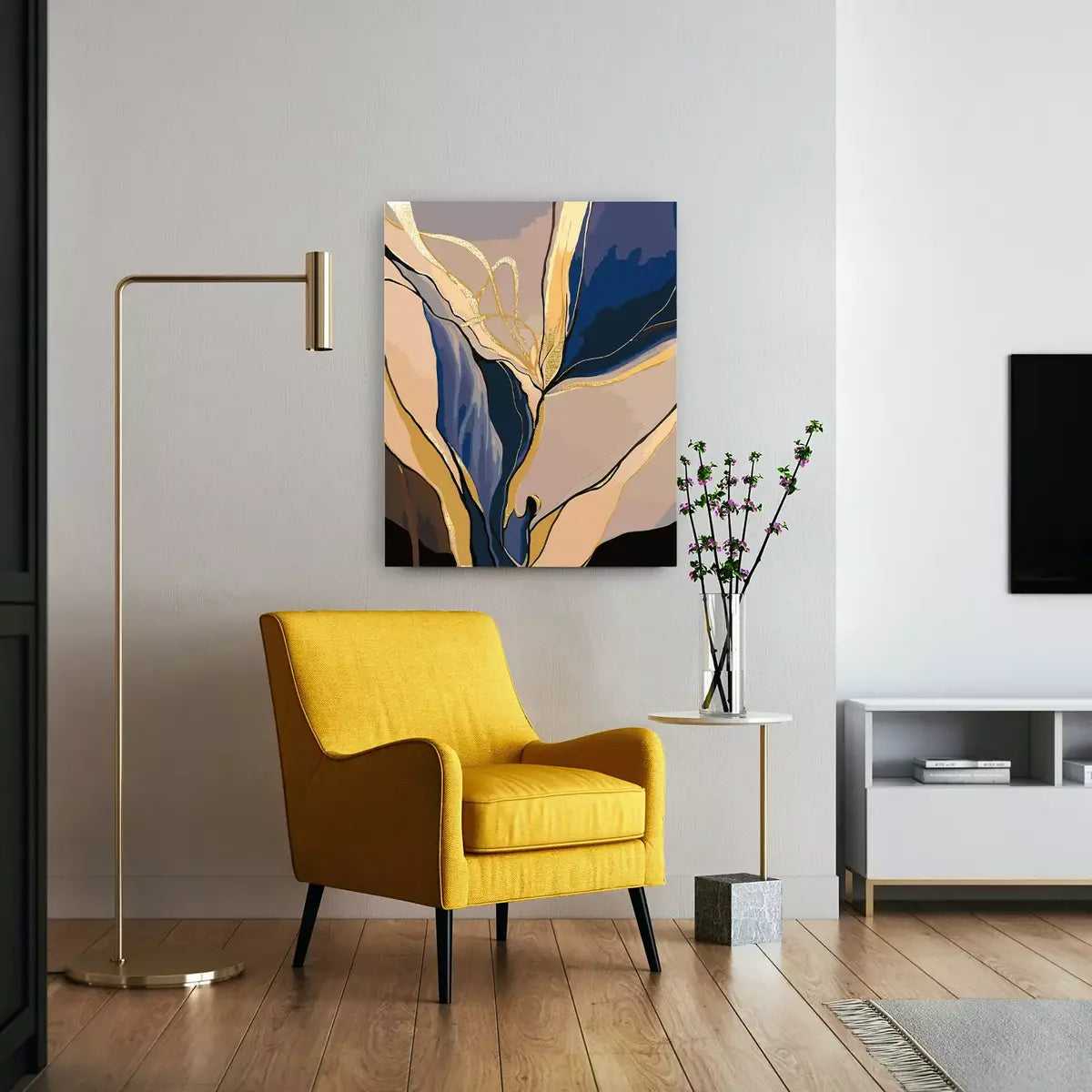 Złoto-niebieska abstrakcja