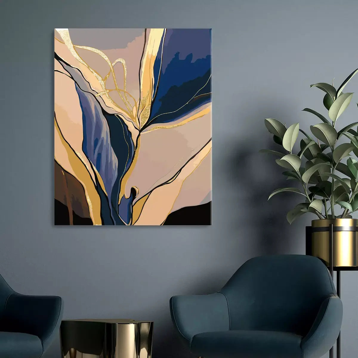 Złoto-niebieska abstrakcja